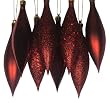 8ct Burgundy Shatterproof 4-Finish Finial Drop Christmas Ornaments 5.5"