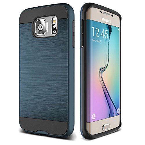 S7 Edge Case, Galaxy S7 Edge Case, kaesar [Slim Fit] [Shock Absorption] [Impact Resistant] Brushed Metal Texture Hybrid Dual Layer Slim Protector Case Cover for Samsung Galaxy S7 Edge - Blue