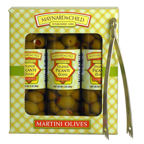 Gift Pack of Picante Stuffed Martini Olives - Tongs included