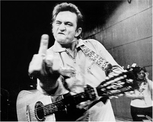 Johnny Cash Photo ~ Giving the Finger ~ 8x10" Glossy Black & White