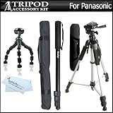 Triple Tripod Accessory Bundle Kit For Panasonic HC-V700, HC-V700M, HC-V500, HC-V100, HC-V100M, HC-V10, HC-X900M, HC-X900, HC-X800 HC-X920, HC-V720, HC-V520, HC-V210, HC-V110 Camcorder Includes 57