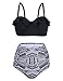 Nonwe Women's 50's Retro Vintage Ruffled High Waisted Two Piece Bikini Swimsuit