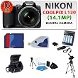 Nikon Coolpix L120 Digital Camera (Black) with 16gb Sdhc Memory, 4aa Batteries w/ Charger, Digital Flash, Soft Carrying Case, Aluminum Tripod, & Much More!!