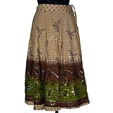 Skirt for Womens-gypsy Skirt Sequin Work Khaki,green,brwn Color Indian Skirt 35 Inches