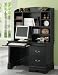 Computer Desk with Hutch Louis Philippe Style in Black Finish