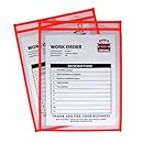 C-Line Neon Stitched Shop Ticket Holders, Orange, Both Sides Clear, 9 x 12 Inches, 15 per Box (43912)