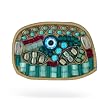 Ayala Bar Pin - Classic Collection in Aqua and Sandy Yellow #2621 AP OP