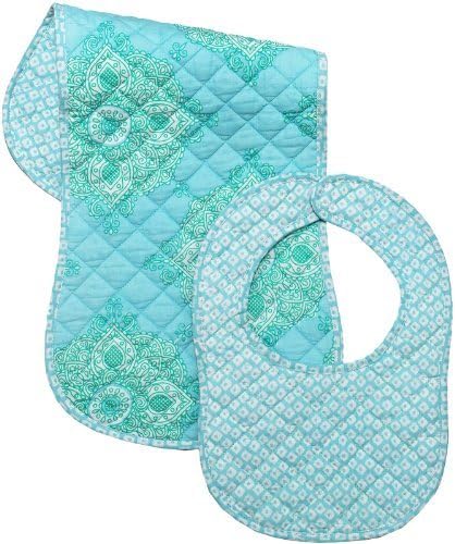Masala Bib &amp; Burp Set - Kolam Turquoise - 2 ct by Masala
