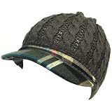 51qqty0BBML. SL160  New soft plaid cable light knit beanie jeep visor cap hat Gray