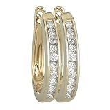 14K Yellow Gold 1/2 ct. Channel Set Diamond Huggie Earrings
