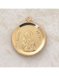 24Kt. Gold Over Sterling Silver St. Stephen Medal 3/4" Oval Patron Saint St. Medal Pendant With 20" Chain Necklace