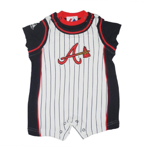 MLB Atlanta Braves Baby / Infant One-Piece Bodysuit / Romper / Onesie - White & Blue (Size: 6-9)