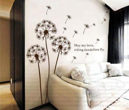 DGI MART Brown Dandelion Design Removeable Wall Decor Decals Wall Decorative Stickers Great for Biology Classroom Handicraft Lessons Classroom Children Playroom Wall Decorations