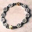 Stretch Fit Bracelet - 10mm Our Lady of Grace Beads - 3-4mm Round Hematite Beads - Made in Italy