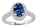 1.70 cts Lab Created Sapphire and Genuine Diamond Ring - 14kt White or Yellow Gold