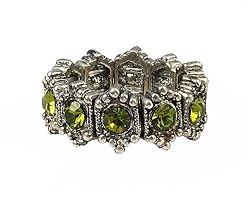 Ring - R27 - Swarovski (tm) Crystal Stretch - Size Lg ~ Olivine (Green)