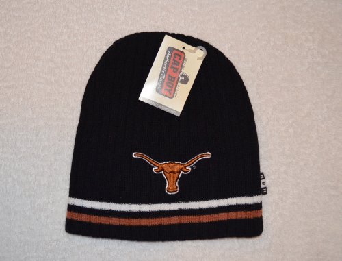 Texas Longhorns Black Ribbed Skull Cap - Ncaa Cuffless Beanie Hat