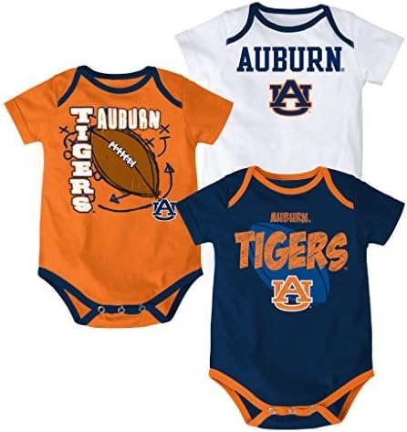 Auburn Tigers Baby "3 Point Spread" 3 Piece Bodysuit Set (0-3 Months)