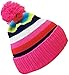Peach Couture Classic Warm Adorable Kids Striped Cable Knit Winter Pom Pom Hat Pink