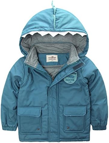 HHUU Baby Boys Kids Winter Warm Dinosaur Jacket Hoodie Outwears Coat-Blue-1-2 Years