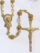 Rosary - Latin Cross - 5mm Crystal Beads - 16 and 1/2in. Gold Plated Chain - Deluxe Box Included - IMPORTED FROM ITALY