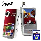 Pocket Video Camera SVP MP300 HD MP3 Player and Pocket HD Video Red Camera, YouTube Software w 32GB SD