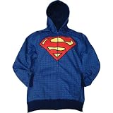 Superman Repeat Logo Mens Zip Front Hooded Sweatshirt