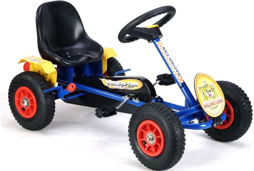 GoKart Go-Kart GoCart Rennkart Tretauto Cart Gelb-blau