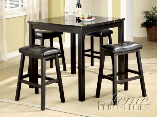 Black Faux Marble Top Counter Height Table Set #AC 116044