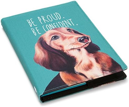 Dachshund Print Refillable Notebook Cover, Size A5 Green Color