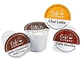 Cafe Escapes Variety Pack 64 K-Cups for Keurig Brewers - Includes - Milk Chocolate Hot Cocoa, Dark Chocolate Hot Cocoa, Chai Latte and Cafe Moka