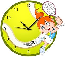 Hoopoe Decor Girl Playing Tennis Trendy Kids Wall Clock