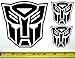 Transformers - Autobot Set of 3 HQ Single Color Black Vinyl Sticker Decals