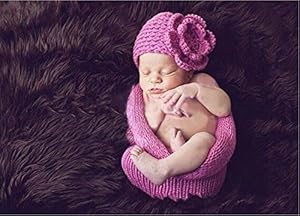 Jastore® Photography Prop Baby Costume Purple Flower Crochet Knitted Hat Sleeping Bag