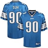 Reebok Ndamukong Suh Detroit Lions Blue Authentic Jersey Size 52