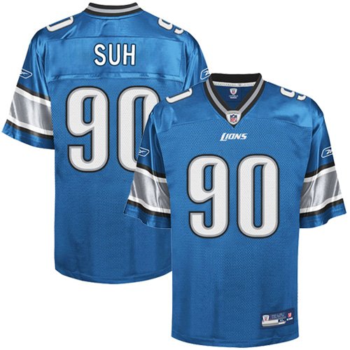 Reebok Ndamukong Suh Detroit Lions Blue Authentic Jersey Size 52