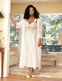 IA-X3585, Heavenly Stretch Lace and Supple Tricot Long GOWN ~ Curvy Plus Sizes to 4X