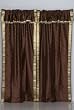Pair Brown sari curtains with attached beaded valance
