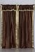 Pair Brown sari curtains with attached beaded valance