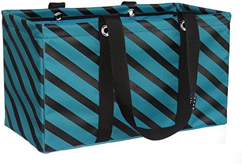 MDM Bags Large Utility Tote Bag, Stripe "Teal Black"