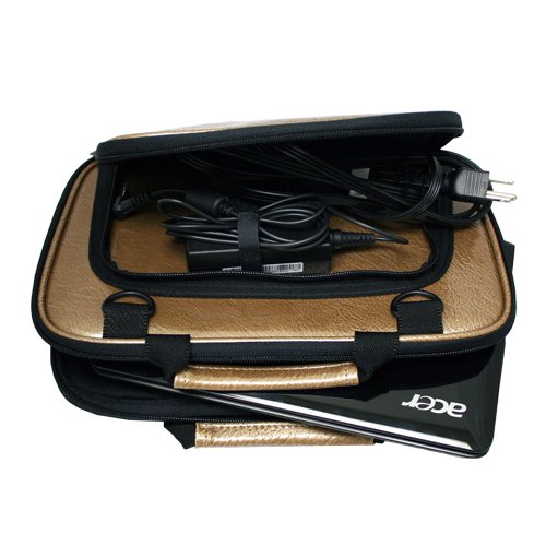 ASUS Eee PC S101 Notebook CaseCrown Double Memory Foam Netbook Case with Shoulder Strap (Bronze Faux Alligator Skin)