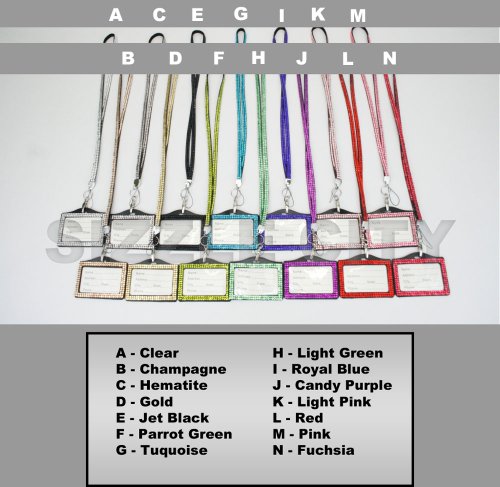 Rhinestone Lanyard with Horizontal Lined ID badge holder and key chain by Sizzle City