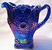 Cobalt Blue Carnival Glass Dahlia Lemonade Pitcher