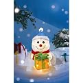 Lighted Tinsel Snowman with Giftbox - 18"