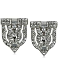Ben-Amun Jewelry Clear Crystal Deco Clip-On Earrings