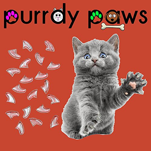 40-Pack Clear Soft Nail Caps For Cat Claws * Purrdy Paws Brand (Small)
