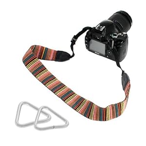 GTMax Classic Stripe Neck Shoulder Camera Strap with Triangle Strap Rings for Canon PowerShot N; Nikon D7100, 1 J3, 1 S1; Panasonic Lumix DMC-LZ30; Fujifilm X100S, X10, X20 and More Digital Cameras