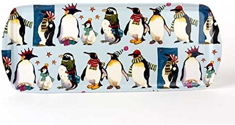WINTER PENGUINS / CHRISTMAS PENGUINS - Emma Ball Colourful Melamine Sandwich Tray - 40cm