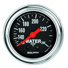 Auto Meter 2433 Traditional Chrome 2-1/16" Mechanical Water Temperature Gauge with 12' Tubing