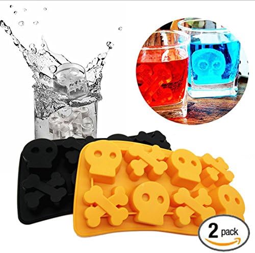 Skull &amp; Crossbones -Halloween- (2-Pack) Silicone Baking Mold (Perfect for Candy,Chocolate,Ice,Gummies,and More)